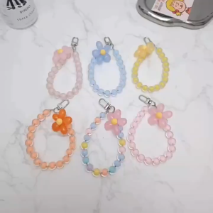 Gantungan Hp Aesthetic Manik Bunga Warna Warni Phone Strap Gelang Tangan Korea Chain Lanyard