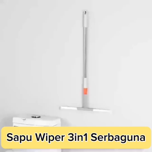 Sapu Wiper 3in1 Pembersih Lantai Kamar Mandi Kaca Jendela / Alat Pel Karet Serok Air Debu Rambut Gagang Panjang Portable Berputar 180 Derajat / Magic Broom Serbaguna - FR GALLERY