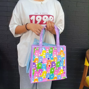 กระเป๋าสะพายไหล่ CAREBEAR กระเป๋าใบเล็ก งาน PVC พลาสติกหนา กันน้ำ ถูกแบ่งออกแบบกระดูมติดปาก ขนาด 27×27×10 cm