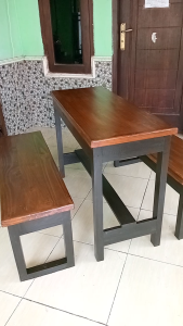 GROSIR meja makan kayu jati belanda siap pakai panjang 100cm lebar 40cm tinggi 70cm hitam coklat
