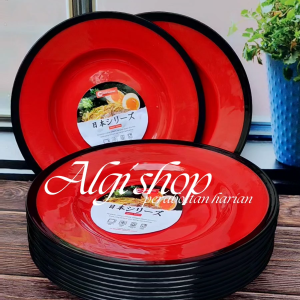 8Pcs Piring ramen bulat ulir plastik tebal tahan panas bebas BPA