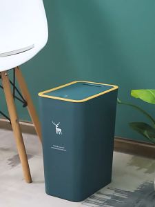 Tempat Sampah Plastik Tertutup Minimalis Tong Sampah Kotak Dengan Klik Otomatis Kotak Sampah Ruang Tamu Dapur Kamar Mandi Keranjang Sampah Plastik Serbaguna HHG