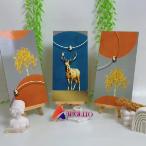Hiasan Dinding Abstrak Rusa Gold & Dekorasi Dinding Futuristik