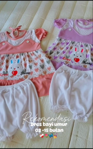 Dress Anak Bayi Perempuan 3-15 Bulan Model Overall Setelan Gaun Bayi Bahan Lembut