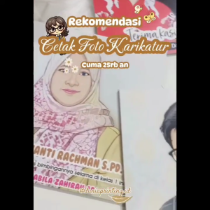 Cetak Foto Karikatur (FREE DESIGN + FREE BINGKAI) Siap Pajang