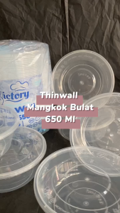 [1 PAK ISI 25 PCS] Thinwall MANGKOK BULAT 650ml + tutup / bowl plastik mangkuk baso bubur mie 650 ml