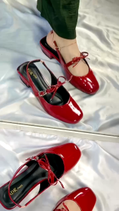 Sepatu Sendal Marry Jane Gesper Pita Wanita Cewe Korea Casual Hak Tinggi Sedang 3 cm