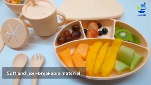 8pcs Baby Silicone Dinning Feeding Set Feeding Tableware Baby Feeding Set makan Silikon Bayi