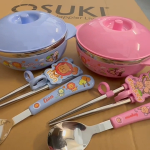 OSUKI Stainless Steel Single Layer Lunch Box (Pink) (x2)