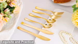 CABANI Disposable Plastic GOLD Cutlery Set Spoons Forks Knives Washable Reusable Party Flatware set Set Sudu Garfu dan Pisau Emas Makan Plastik Set Alat Makan Plastik Makan Alat Plastik Emas Makanan Alat Plastik Makan Alat Plastik Warna