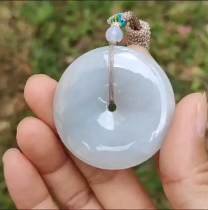Light Lavender Natural Type A Jadeite Pendant crafted as donut shape with certificate weigh 26.72 grams 42.8 * 42.8 * 6.3 mm symbols of the money is rolling in and the wealth is coming from all directions and suitable for daily wear (pendant68)