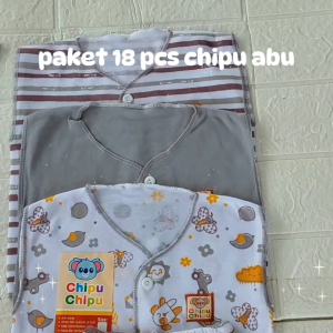 Set Baju Bayi 18 Pcs / 9 Setel Pakaian Bayi Newborn Perempuan Laki-laki Chipu Abu