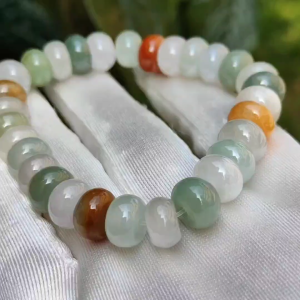 Multi Colors Natural Type A Jadeite Jade with 30 beads measurement at 10 mm as bracelet with certificate weigh 35.47 grams (bracelet17)