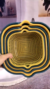 6 in 1 Kitchen Colander Strainer Set Double Function of Washing Fruits Vegetables and Meats Draining Colander Plastic Set