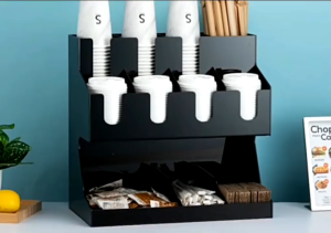Two layer coffee & bar cup holder Removable Cup Straw Tissue Lid Holder Storage Organizer Paper Cup