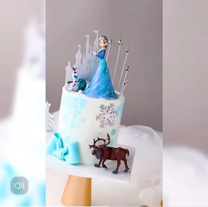 ตุ๊กตาเอลซ่าPVCบาง โมเดลเจ้าหญิงน้ำแข็ง แต่งเค้ก