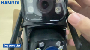 Hamrol Dual Lens 4K 8MP  All Black PTZ WIFI Home Safety Outdoor Network Camera Auto Tracking Two Way Audio Wireless CCTV