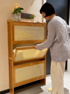 RRH Flip Shoe Cabinet 50/70CM No Odor Shoe Cabinet Living Room Shoe Rack Organizer Bamboo Floor Large Capacity