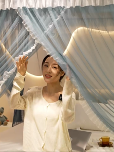 มุ้งกระโจมเจ้าหญิง รุ่นใหม่ มีผ้าปิดด้านบน มุ้ง ผ้ามุ้งพร้อมโครงเสาสแตลเลส 4เสา 3ประตู 5/6/6.6ฟุต มุ้งทรงเหลี่ยม