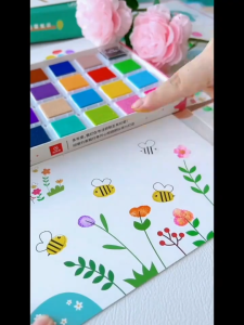 24 Colors Safety Pigment Children Educational Learning Toys Creative Finger Painting Pigment Washable Educational Learning Materials Kids Drawing Set Art Finger Painting Tool Kit