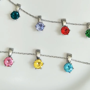 Birth Stone Necklace Pendant Premium Grade Austria Crystal 18K White Gold with Adjustable Chain