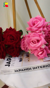 BUNGA MAWAR BELUDRU BESAR SL 7 CABANG B8118 BUNGA PLASTIK ARTIFICIAL DEKORASI WEDDING BUKET