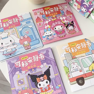 Buku Sticker Magnet Sanrio Mainan Edukasi Anak Magnetic Quiet Book Melody Kuromi Cinnamoroll