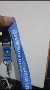 Tali kalung biru logo DKJ daerah khusus jakarta untuk id card