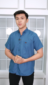 Baju Kemeja pria dewasa terbaru 2025 Kemeja polos lengan pendek pria warna denim