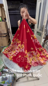 (Bàn tròn 10 người) -KHĂN TRẢI BÀN THUN LẠNH HỌA TIÉT IN HOA MAI + HOA ĐÀO CHẤT VẢI MỊN DÀY DẶN (MÀU CỰC ĐẸP)