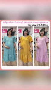 [HANNA] Đầm bầu công sở bigsize 100kg chất gấm tuyết cao cấp thoáng mát độ dày vừa phải thấm mồ hôi tốt dài qua gối