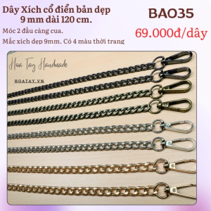 BA035 - Dây Xích Cổ Điển Dài 120cm: Khóa 2 Đầu Càng Cua Thiết Kế Cổ Điển Sang Trọng.