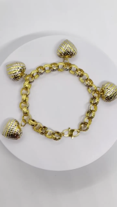 MJ Jewellery 375/9K Gold Kendi Bracelet with Love T93