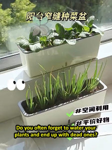 Double Lazy Flower Pots Self Watering Pot Planter Long Rectangular Agricultural Basin For Outdoor Indoor POT4004