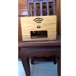 กล่องเก็บเราเตอร์ Wifi และเก็บสายไฟ ไม้สักทอง ผลิตเองจากโรงงาน สินค้าคุณภาพ งานทำมือทุกชิ้น TH022