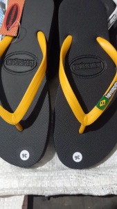 Sandal Haveianas Simpel Wanita Cewek Jepit Flip Flop Karet Elegan Kekinian Kuning/Hitam