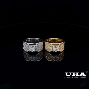 N1219 Nhẫn nam có lót lòng đính đá CZ cao cấp thiết kế sang trọng UHA