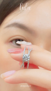 Lulu Moissanite Jewelry - Perhiasan Wanita Cincin Berlian Moissanite 1 Carat Lapis Emas 18K - Infinity Triple layer Moissanite Ring 1 CT Sertifikat GRA