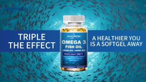 Alxfresh 3 Bottles Omega-3 Fish Oil Capsules Supplement Rich In DHA EPA For Anti-aging Skin Eyes Heart Brain Health Support Immune System