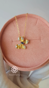 Rosenmarry/ สร้อยคอพร้อมจี้พลอยไพลินแท้ เกรดท๊อป ตัวเรือนเงินแท้ จัดส่งฟรี RN101  พลอยแท้เสริมดวง   ของขวัญ