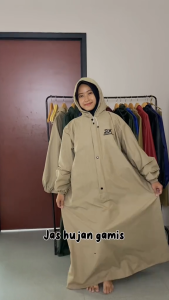 Jas Hujan Gamis Mantel Hujan Raincoat Muslimah Bahan Tebal