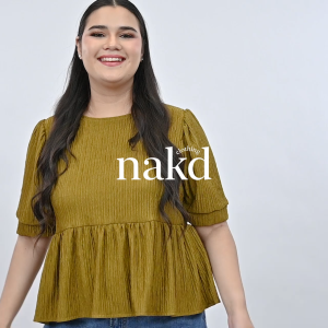 NAKD FASHION XANTHI 3/4 PUFF SLEEVES PEPLUM DAILY PLUS SIZE WOMEN BLOUSE OFFICE TOP L-2XL 5104