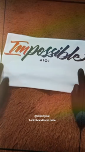 Aiqi Clothing Store Kaos Distro Motif Impossible (Putih) Bahan Kain Combed 24S Premium Tebal Lembut Bandung