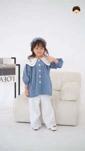Yobebee Kanaya Top Atasan Blouse Katun Bordir Baju Kekinian Anak Perempuan 3-9 Tahun