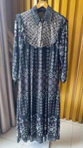 Maxi Fuji Etnik + Hijab!! Gamis Ceruti Etnik Gaun Wanita Muslimah Dress Panjang Muslim Gamis Ceruti Babydoll