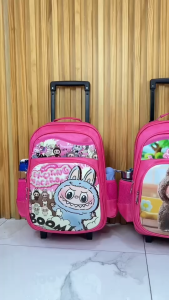 LABUBU ลาบูบู้ กระเป๋านักเรียน Wheal 13 นิ้ว 16 นิ้ว กระเป๋าล้อลากเด็ก กระเป๋าเด็ก เป้สะพายหลัง Labubu macaron