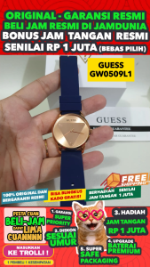 GUESS ORIGINAL - GUESS GW0509L1 - WOMEN LA - Biru - Rubber - Diameter 3.6 CM. Water Resist 30 Meter Jamdunia / Jam dunia JD18