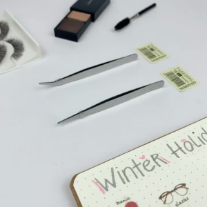 Pinset Bulu Mata Bengkok Tweezer Hijau Silver Bulu Mata Eyelash Extension Bengkok / Tweezers Cerianti Lynn Design