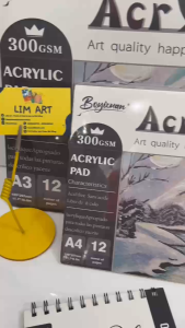 Sổ vẽ giấy vẽ màu acrylic sơn dầu Acrylic Pad khổ A3/A4/A5 300gsm 12 tờ