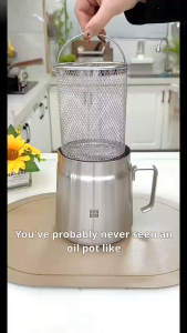 Oil Filter Pot Large Capacity Versatile Oil Filter Vessel Bacon Grease Storage Container Frying Basket Household Kitchen Tools